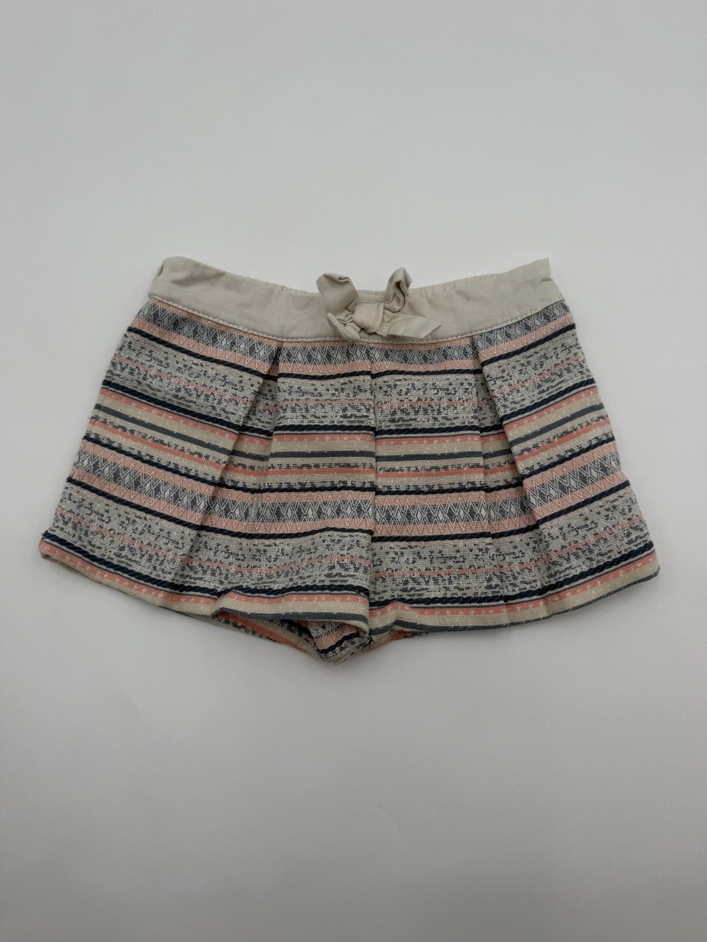 Katherine Barclay Colorful Aztec tweed Pattern Shorts in Cream, Pink, and Navy